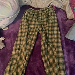 Baggy Green and white Pajama Pants
